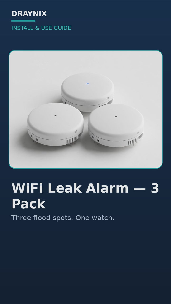 Draynix install guide — WiFi Leak Alarm 3-Pack